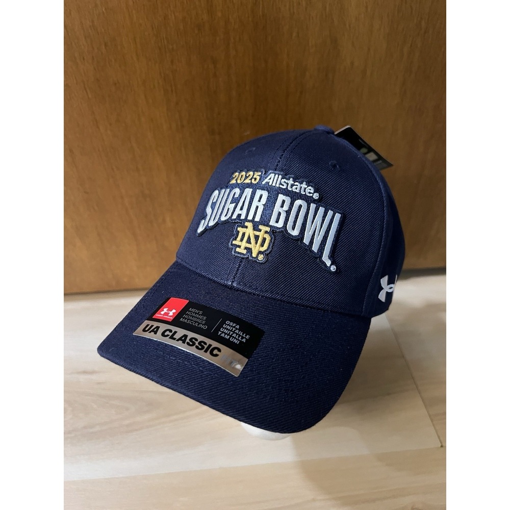 Notre Dame 2025 Sugar Bowl Hat NWT Under Armour Adjustable Cap Strap Navy
